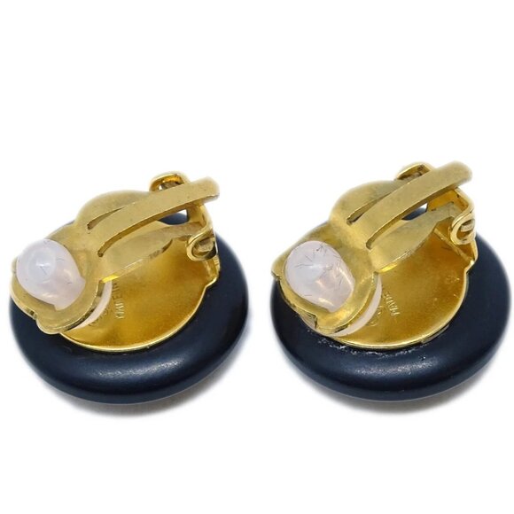 Chanel Button Earrings Clip-On Black 97A 150491 - Picture 3 of 4